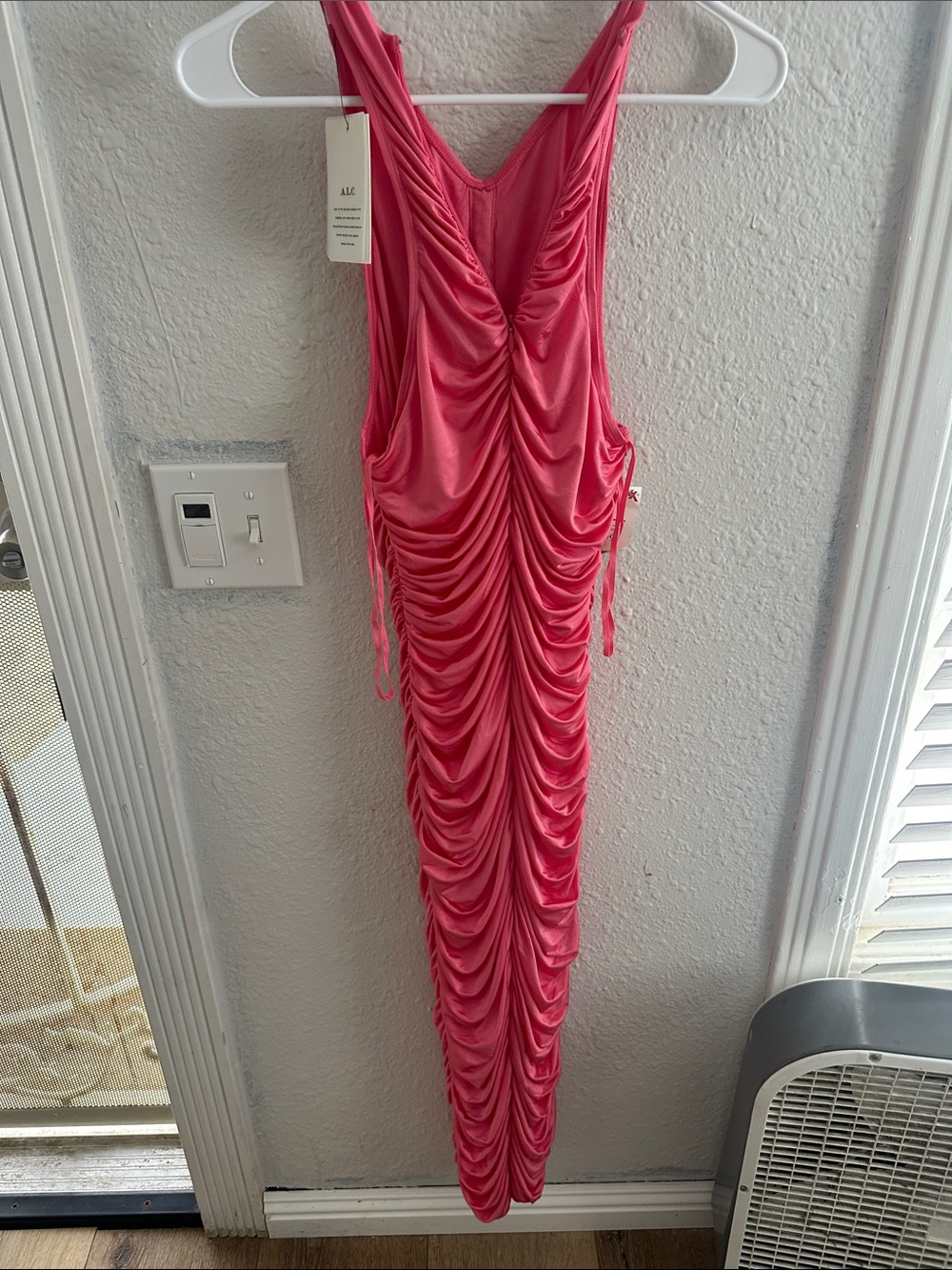 A.L.C. Hot Pink Ruched Sleeveless Maxi Dress